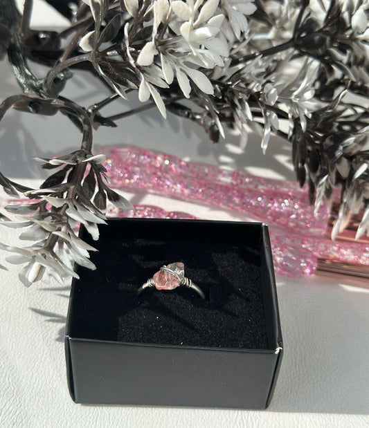 Rose Quartz Gemstone Ring Adjustable Jewelry